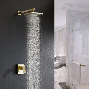 Набор душевых смесителей для ванной комнаты, матовый золотой настенный смеситель для душа, настенные или Потолочные и Настенные смеситель для душа 8