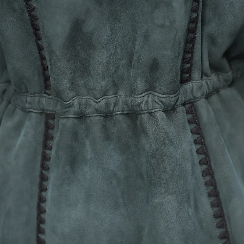 Куртка женская из натуральной кожи с мехом кролика воротником лисьего меха