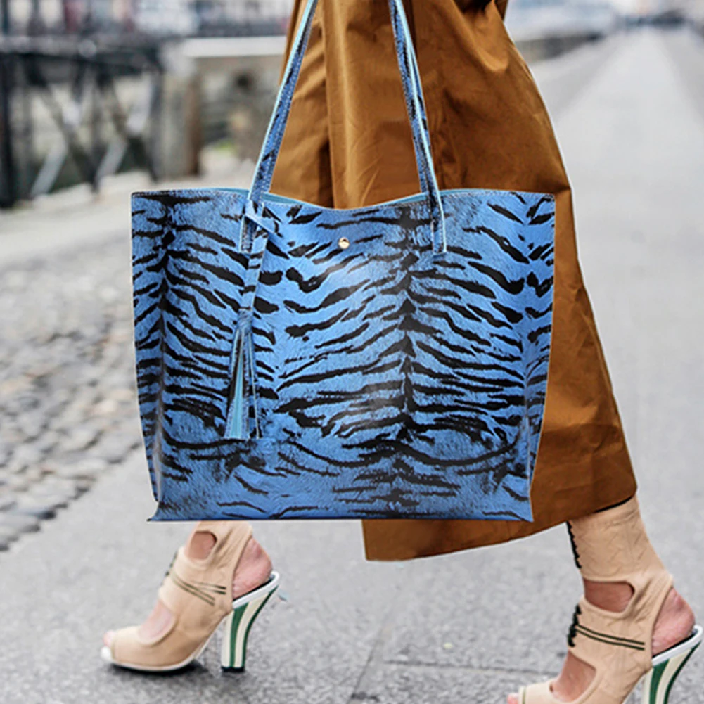 2020 винтажные Ретро кожаные сумки с тигровым леопардовым принтом и кисточками