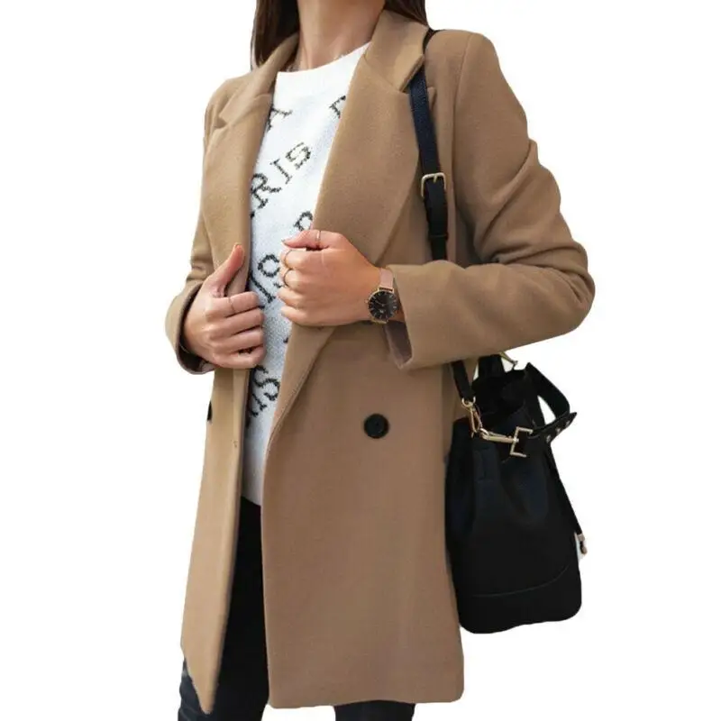 

Womens Button Blazer Work OL Jacket Long Sleeve Plain Outwear Suit Coat Casual Formal Office
