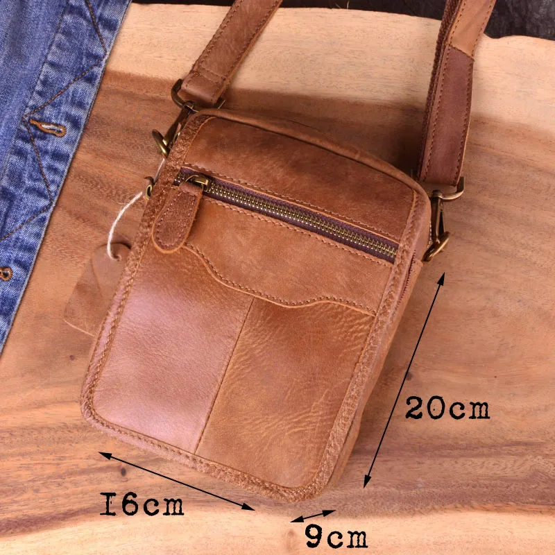 

AETOO Small Genuine Cowhide Leather Men's Shoulder Bag Clutch Handbag Messenger Male Bags Crossbody Sling Tote Small Zipper