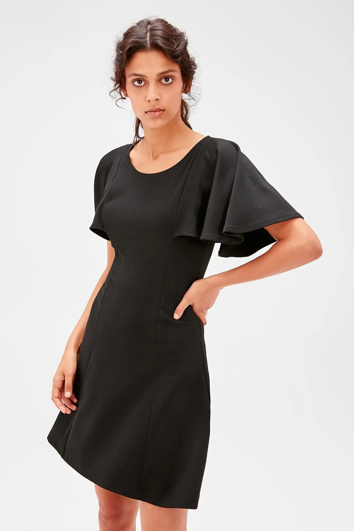 Trendyol Black Flounces Knit Dress TWOAW20EL1075 | Женская одежда
