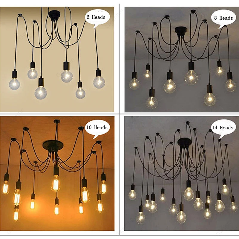 Loft Retro DIY Spider Pendant Lights Vintage Bar Hanging Light for Living Room Bedroom Industrial Decor Home Lighting Fixtures | Лампы и