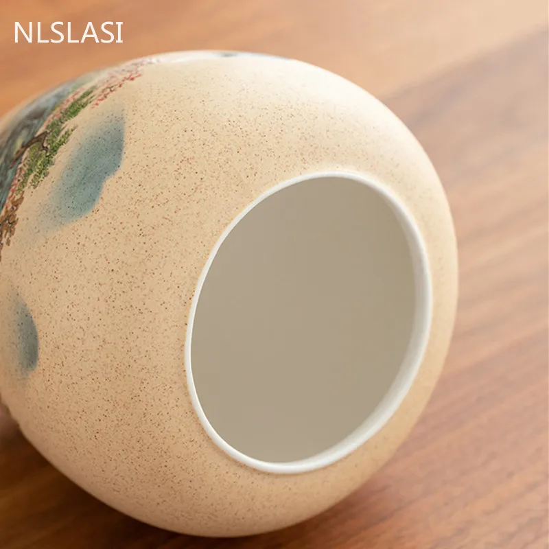 Керамический чайный контейнер с ландшафтным узором большая емкость для хранения