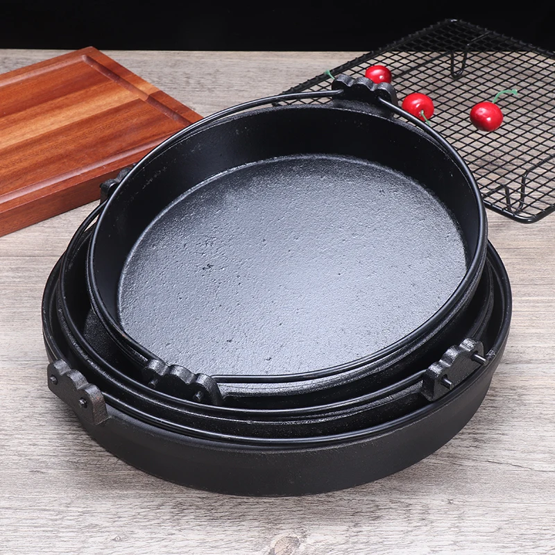 Японский стиль утолщенная сковорода для барбекю жаровня Sukiyaki чугунная черная