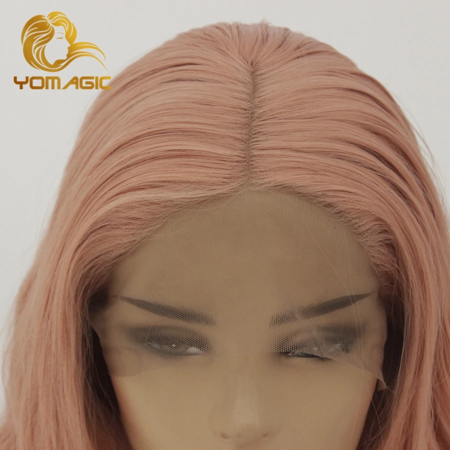 Yomagic розовые волосы кружевные передние парики для женщин синтетические