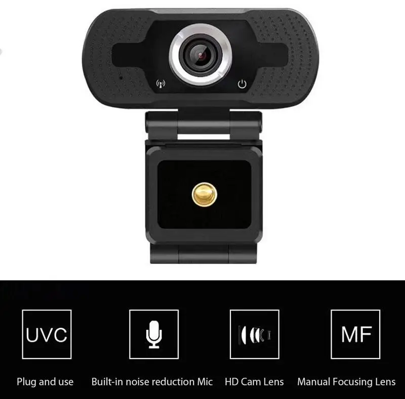 

1080P Webcam HD Online Course Camera Web Cam Live Broadcast Built-in Sound Absorption Noise Reduction Microphone for PC Computer