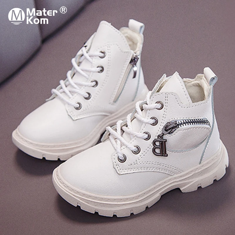

Size 26-36 Kids Soft Sole Leather Wwater-proof Casual Boots for Boys Girls Children Anti-slip Wear-resistant Light Martin Boots