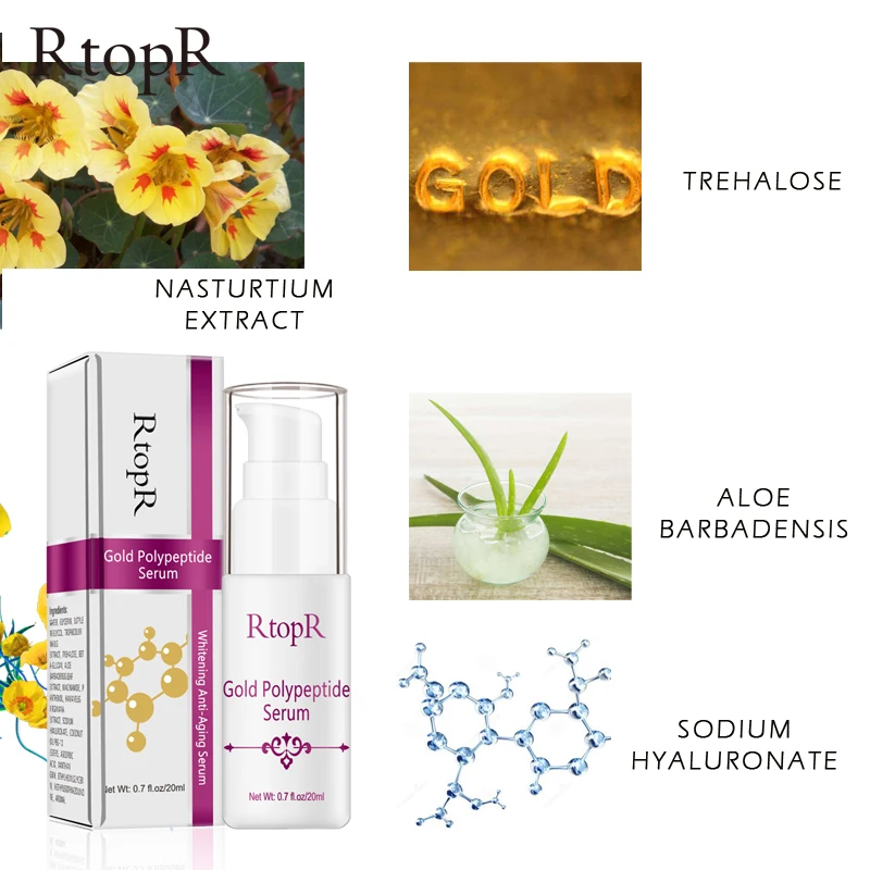 Золото полипептид Сыворотки восстановления кожи анти-старение Гиалуроновая