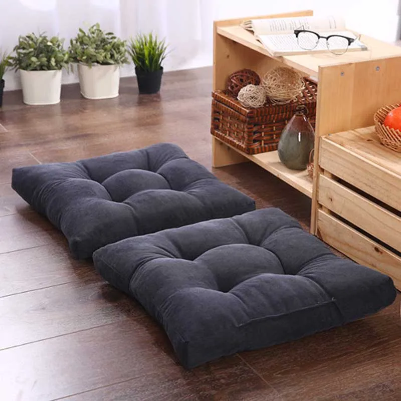 Квадратная японская Подушка Cattail Hassock подушка для сиденья копчик ортопедическая Прокладка Подушка для спинки стула круглый утолщенный Коврик для пола Pouf Futon - Цвет: gray