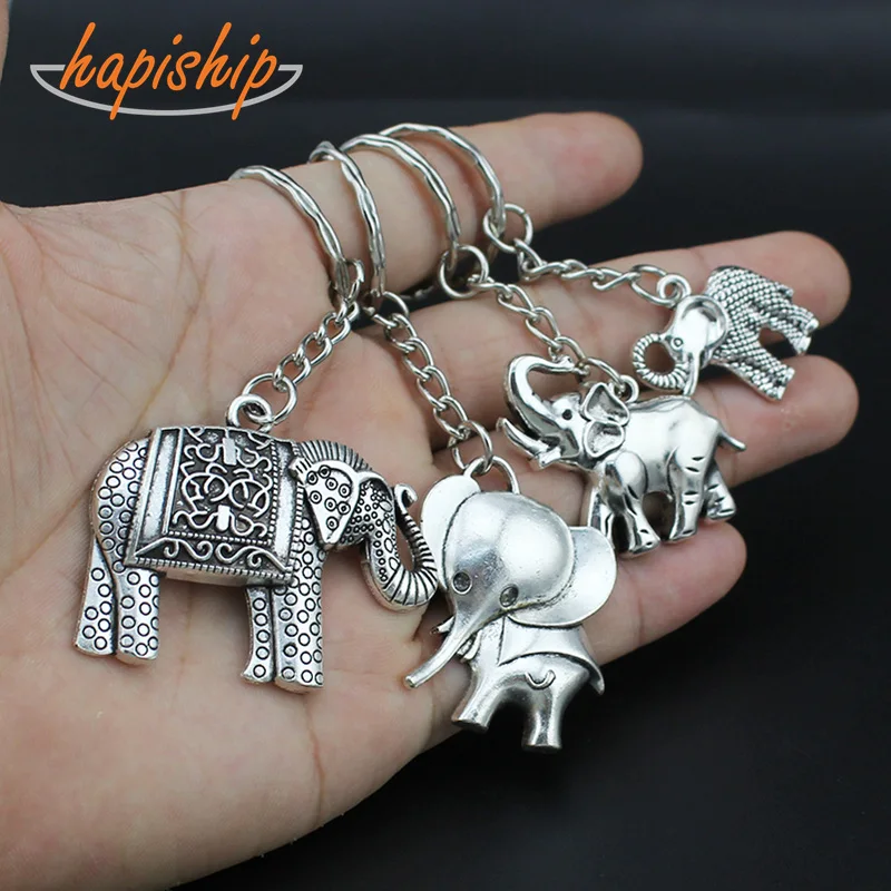 Hapiship новые женские/мужские Модные Винтажные серебряные крутые Слоны ключи цепочки Ключи Кольца Сплав амулеты подарки YSDY126