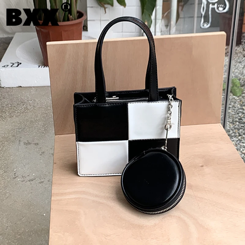 

[BXX] Mini Cute Contrast Color PU Leather Square For Women 2021 Branded Shoulder Bag Handbags Trending Luxury Hand Bag HU796