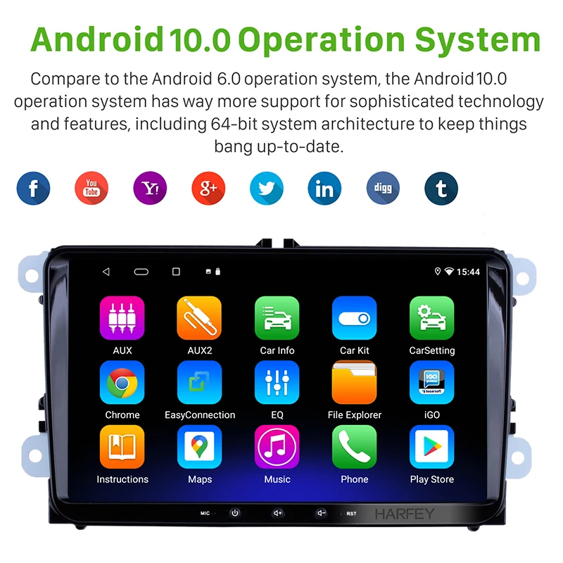 Универсальная Автомагнитола Harfey мультимедийная стерео-система на Android 10 0 с 9