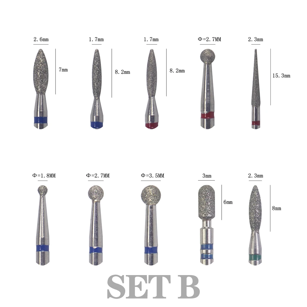 

10pcs Diamond Nail Drill Bit Milling Cutter For Manicure Burr Cuticle Clean Electric Cutter Rotary Drill Bits Accessories