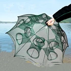 Портативная рыболовная сеть 4-20 отверстийРыболовные снастискладные Ловца Раков литьеажурные крабыракикреветкиплавкиугря ловушка