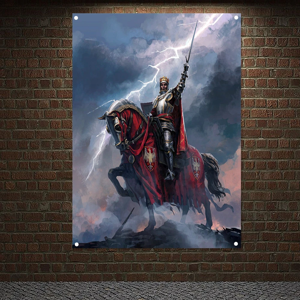 

Order of the Temple Banners Flag Wall Art Vintage Crusaders Posters Canvas Painting Knights Templar Armor Wallpaper Home Decor 6