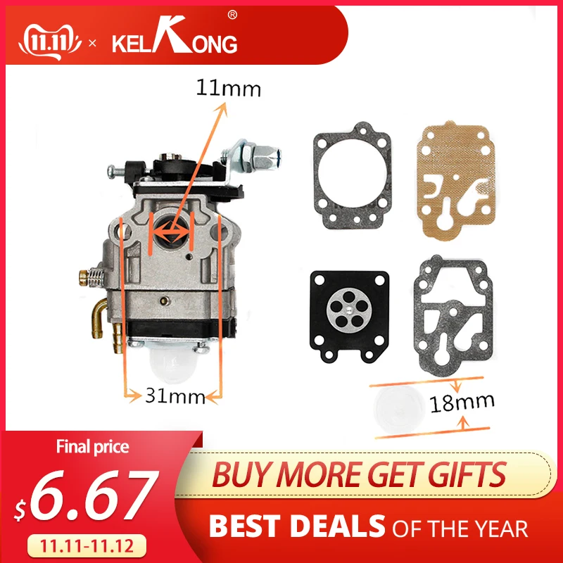 Карбюратор kelkong 10 мм Carb Kit Walbro WYJ-138 PMW часть 4088 подходит для Мини Мото 33CC 36CC Краген Zooma газовый скутер карманный велосипед