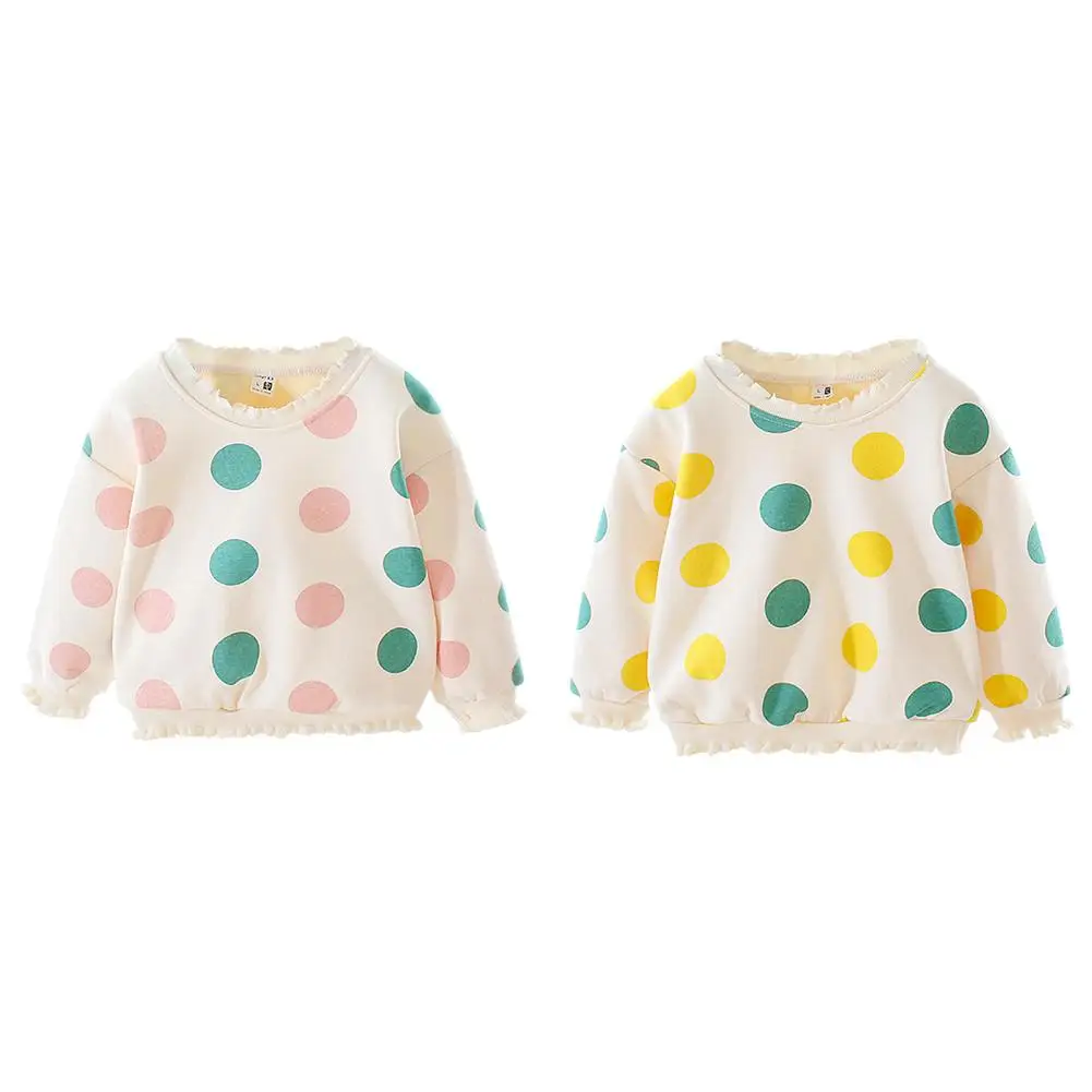Baby Girl Kids Princess Sweatershirt Comfort Soft Long-Sleeves Personality Korean Lovely Clothes Spring Autumn Dot Tops