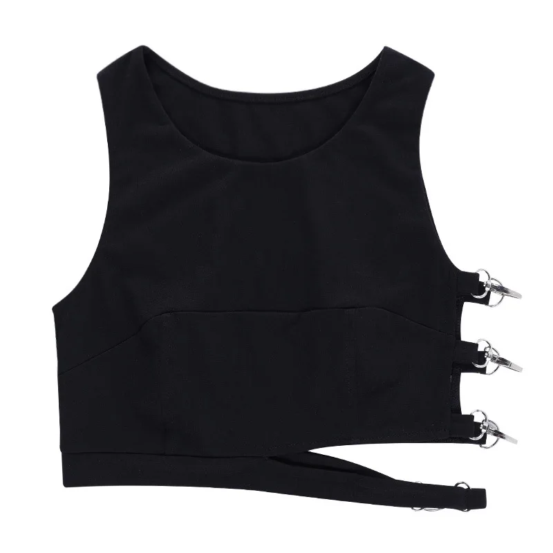 

2021 New Sexy Solid Sleeveless Hollow Out Tops Women Fashion Bodycon O Neck Mall Tank Tops Summer Streetwear Casual Sports Vest