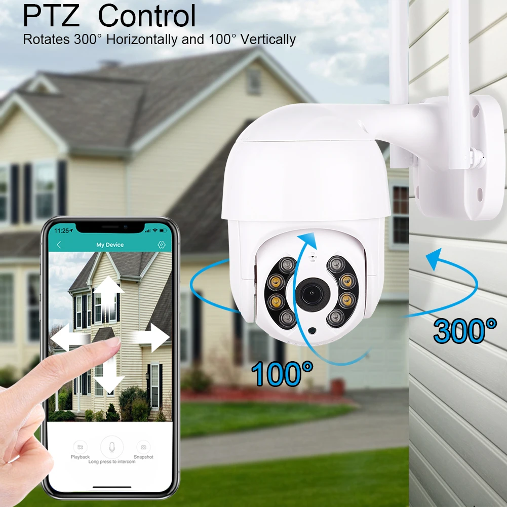 Hd 1080p Беспроводная Ai камера наружная скоростная Купольная Wi Fi Ip 2mp H.265 аудио Ptz