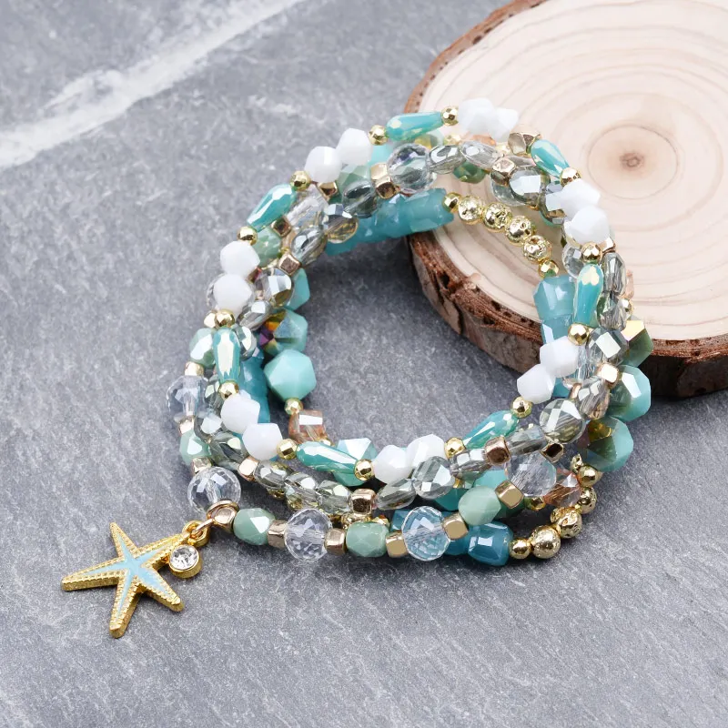 Многослойные дизайнерские очаровательные браслеты в стиле бохо набор для женщин