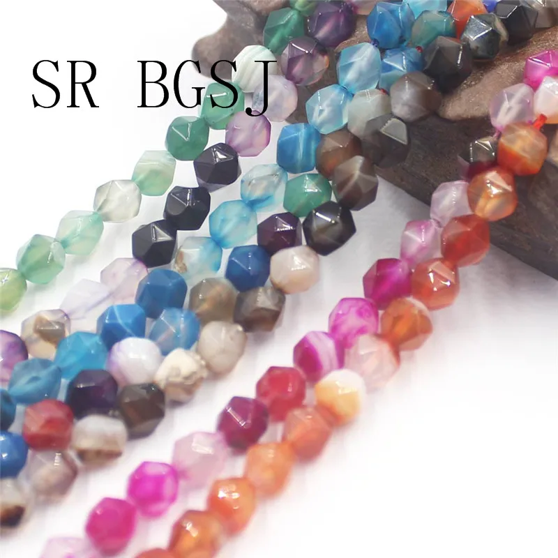 Free Shipping 8mm Faceted Round Polygonal Stripe Agates Agat Onyx Natural Stone DIY Beads Strand 15" | Украшения и аксессуары