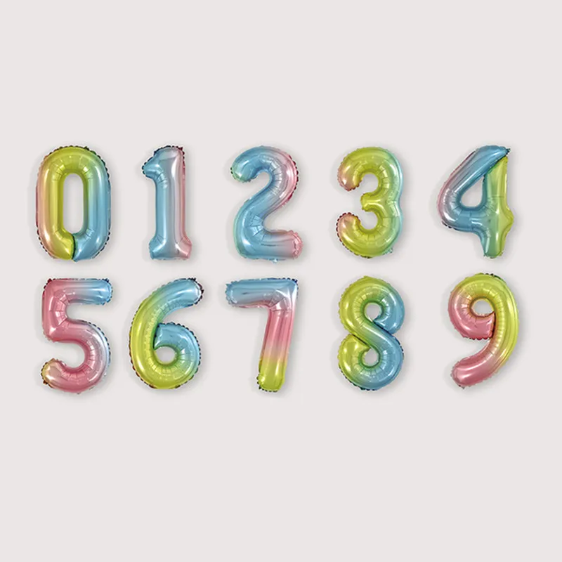 

40 Inch Number Foil Rose Gold Silver Blue Discolor Digital Baby Shower Supplies Kid Boy Balloons Birthday Party Decoration