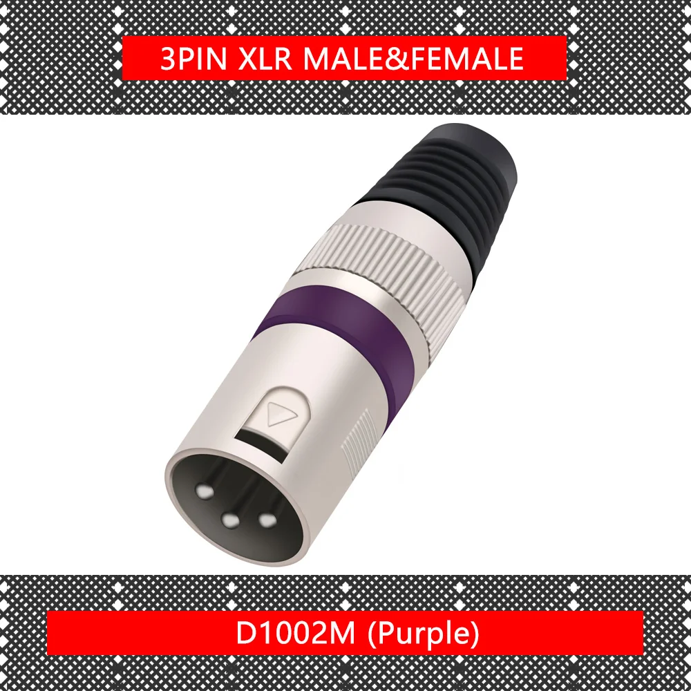 1 шт. 3-контактный разъем XLR штекер/гнездо 3-полюсный для микрофона 7 цветов |