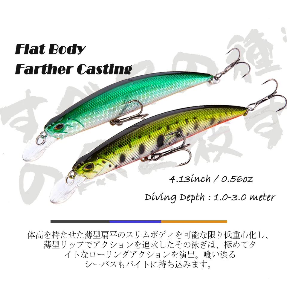 New 105mm 16g Slowly Sinking Minnow Fishing Lures Artificial Swim Bait for Pike Bass Predator Jekbait SPEARHEAD RYUKI