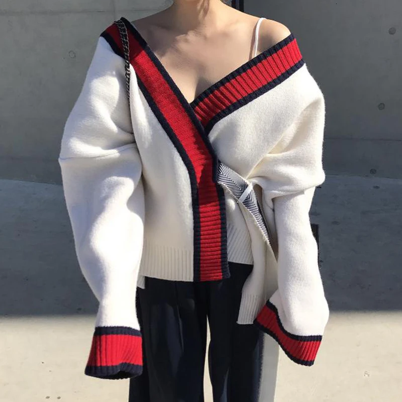 Genayooa лоскутный кардиган женский Повседневный свитер длинный рукав шнуровка