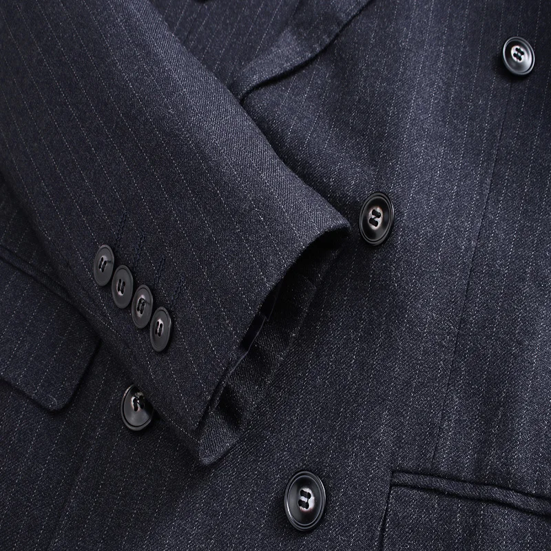 

Men's Smart Casual Business Suit Double Breasted 3Pieces Blazers Jacket High Quality Flat Trousers Pants Vest Waistcoat For Male