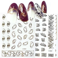 1pcs 3d nail stickers gold geometric lines self adhesive beauty wraps nails decal manicure diy nail art decorations new
