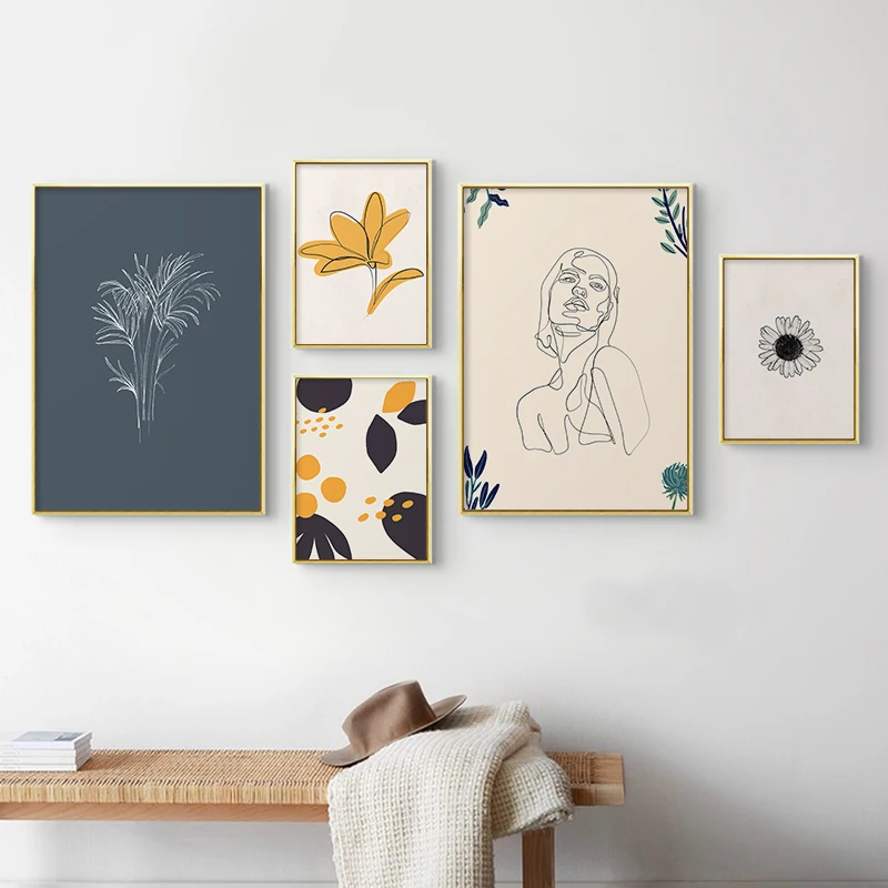 

Abstract Stick Figure Flowers Canvas Painting Poster and Print Wall Art Picture Minimalist Modern Home Decor for Living Room
