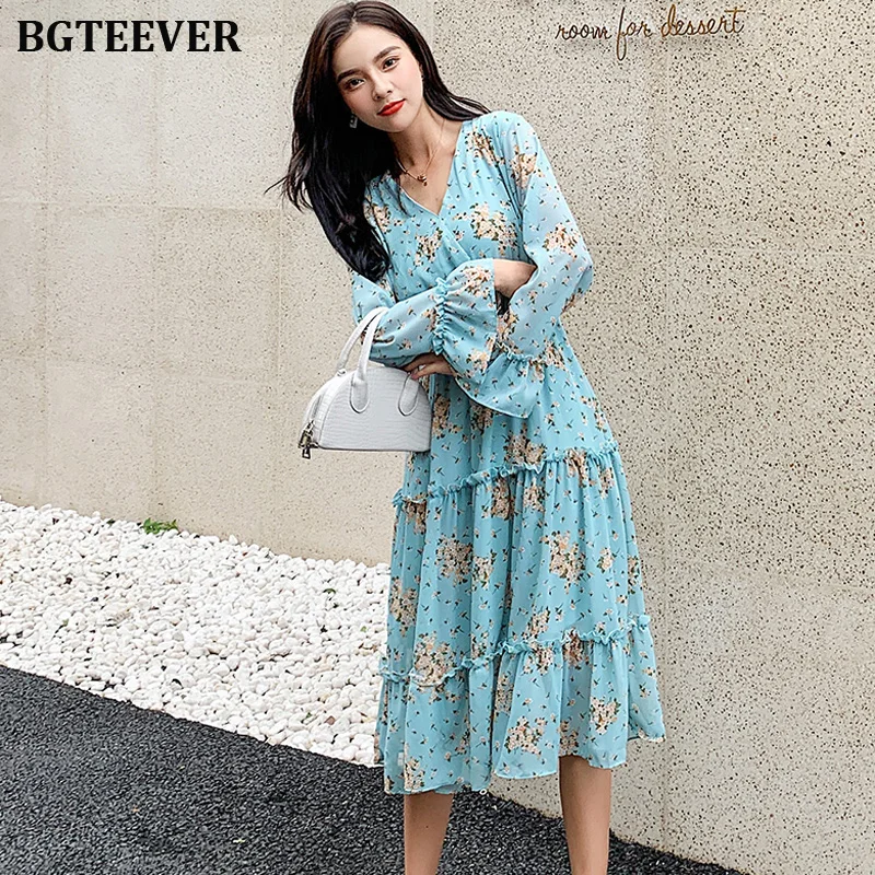 BGTEEVER элегантное женское платье трапециевидной формы с v-образным вырезом и