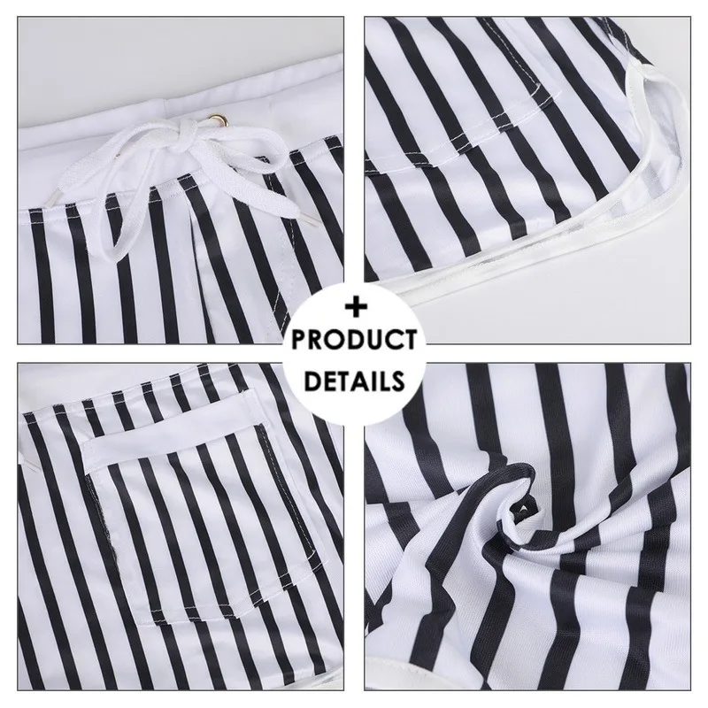 

Mens Stripe Briefs Printed Fashion Lightweight Breathing Boxer Swimming Shorts Lace-up Beach Comfortable Underwears