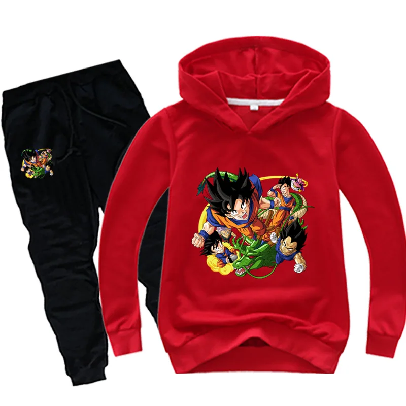 

Spring new style Hooded Active boys girl clothes Cartoon printing children's clothing set Q005