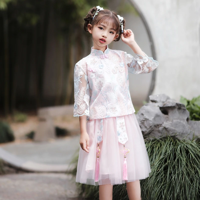 H2497 девочка Hanfu древний стиль Китайская Фея детское платье Тан костюм летняя