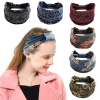 hotsale men bandana headband vintage floral printed head wrap elastic sports hair accessories for women wholesale