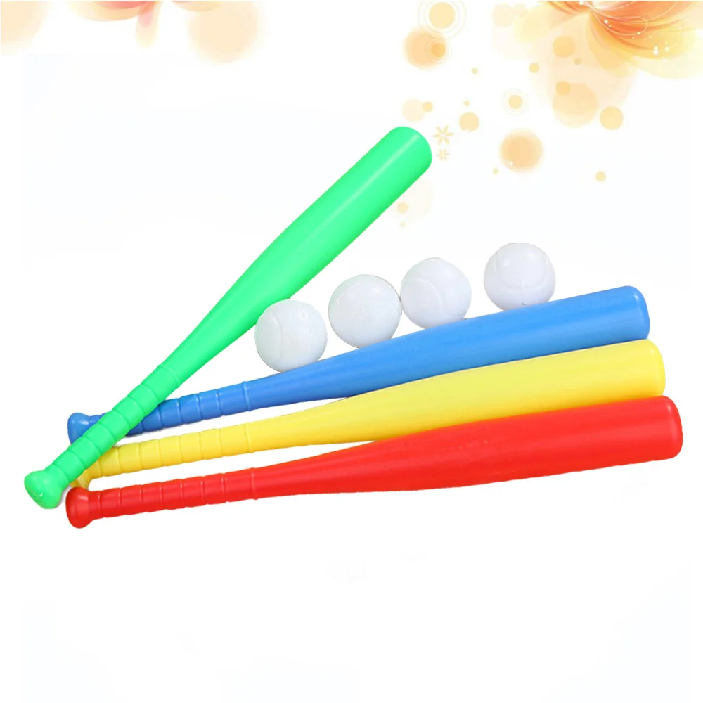 

4 Sets Baseball Bat Kit with Baseball for Kids Children Outdoor Sports Red Yellow Blue Green Each Set