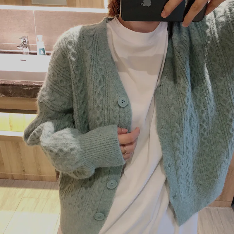 Mooirue, свитер, пальто, вязаный кардиган с цветами, розовый, синий, белый, свободный, весна, женский свитер в Корейском стиле, свитер