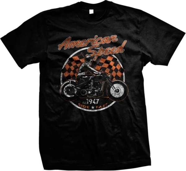 

American Speed Ride Fast Est. 1947 Motorcycle Bike Skull Mens T-shirt