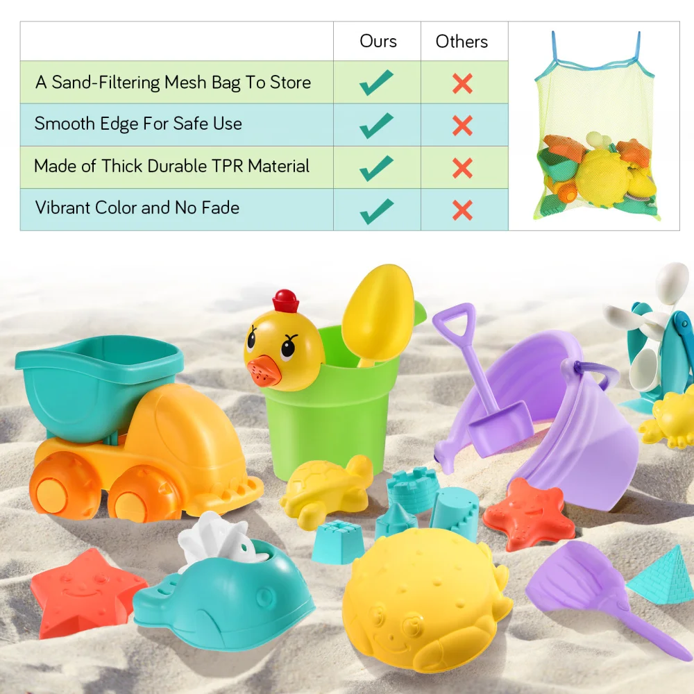 

Toyvian 20pcs Beach Toys Portable Sand Molding Toys Kids Summer Beach Sand Set with Assorted Colors and Models for