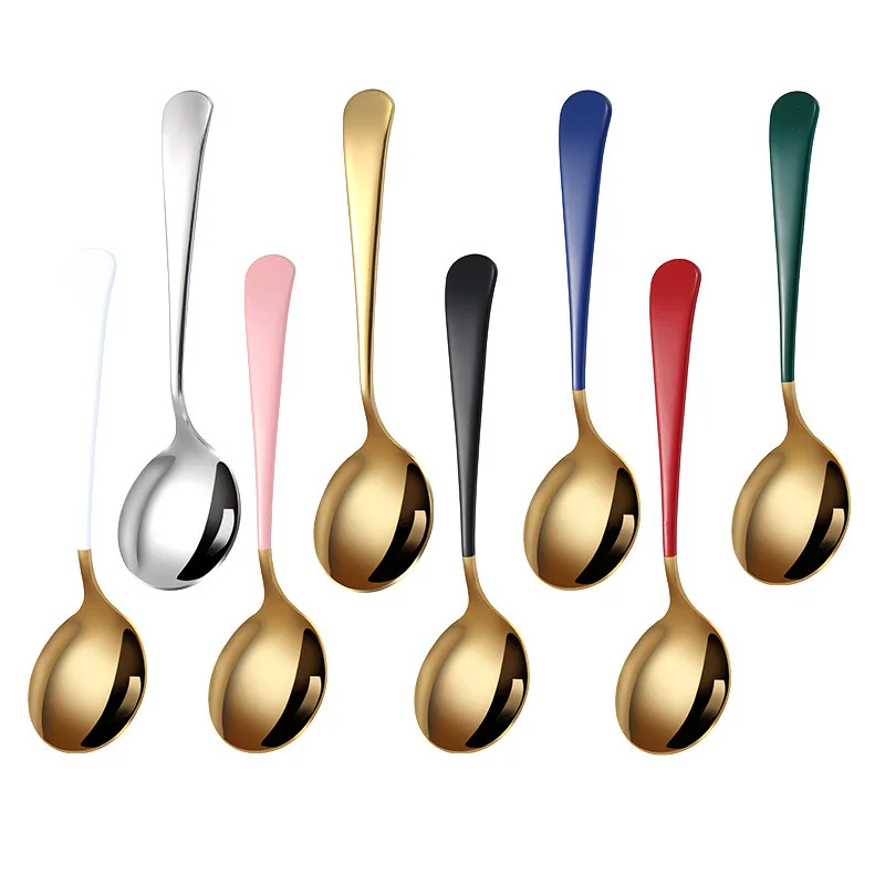 Столовая посуда золотые ложки 8 цветов кофейная ложка из нержавеющей стали 2