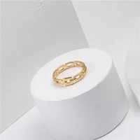 2021 korean fashion simple link chain hollow twisted finger rings gift for march 8 women day stainless steel ladies ring gifts