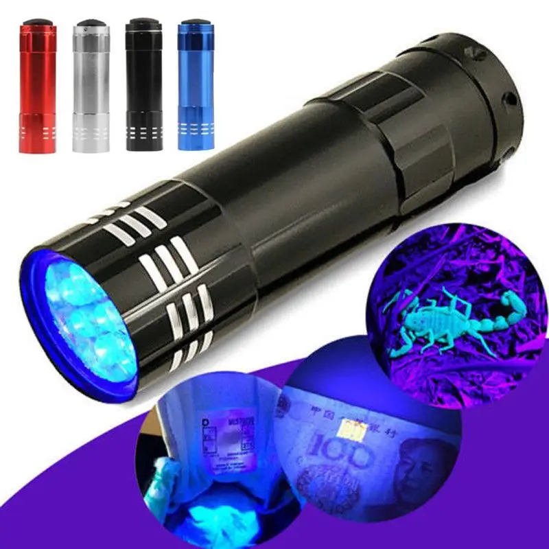 

Torch 9LED UV Lights Multifunctional Currency Detector Lamp Flashlight Aluminum Violet Ultra Blacklight