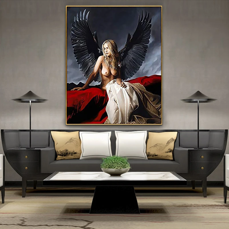 Цифровая живопись сделай сам цифровая Женская фигурка дьявола крылья рисование