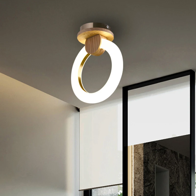 Настенный потолочный светильник в скандинавском стиле с акриловым кольцом