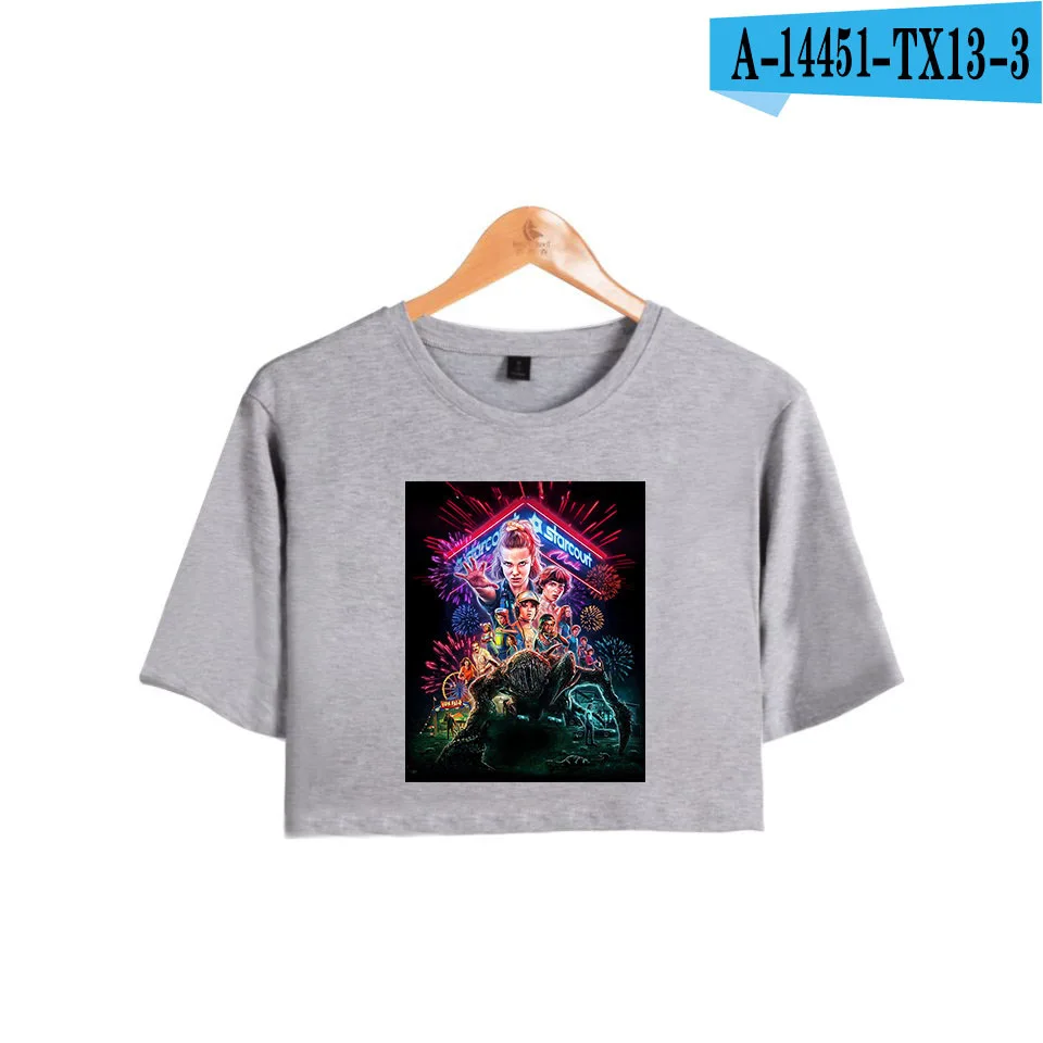 gray Футболка для девочек, футболки с пупками, короткие футболки Harajuku, сексуальные модные летние топы с открытым животом, футболки для женщин - Цвет: gray