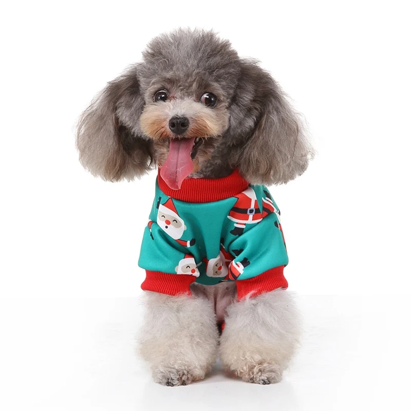 Pet Autumn And Winter Warm Clothes 4-legged Jumpsuit Christmas Elk Snowman Printed Sleepwear For Small Medium Dogs