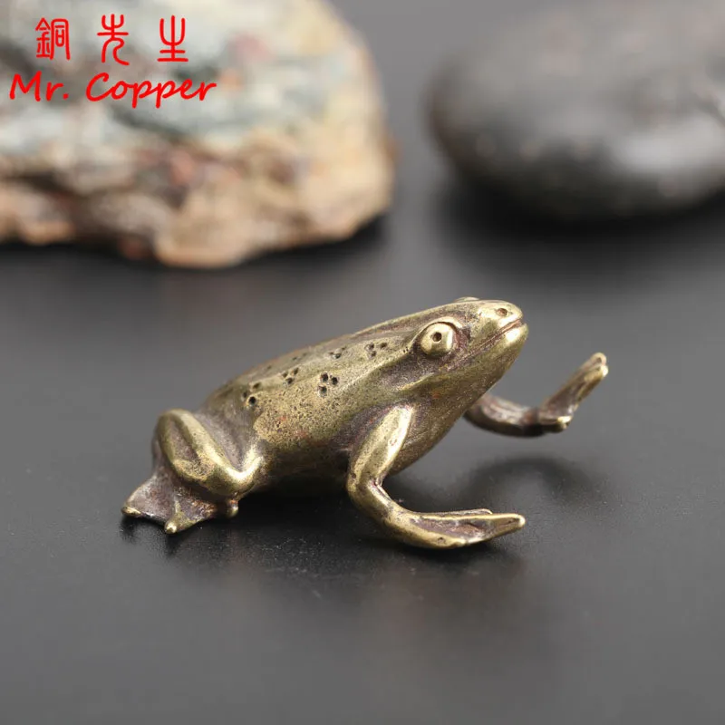 Винтажные медные маленькие фигурки лягушек офисные настольные украшения